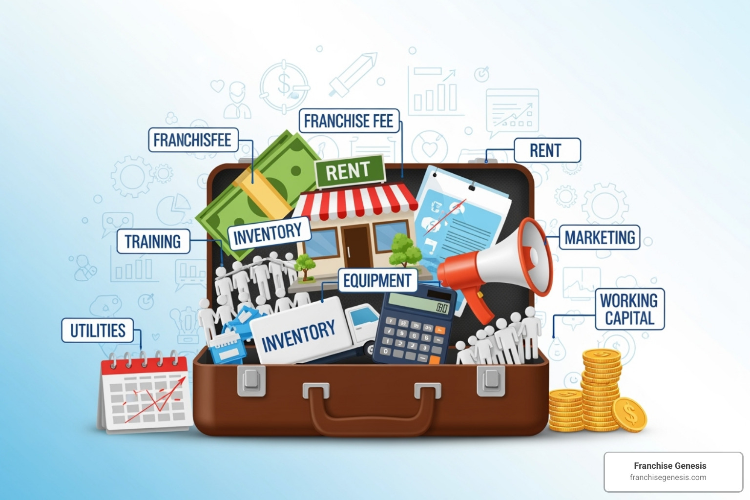 sample FDD Item 7 cost table - Franchise startup costs