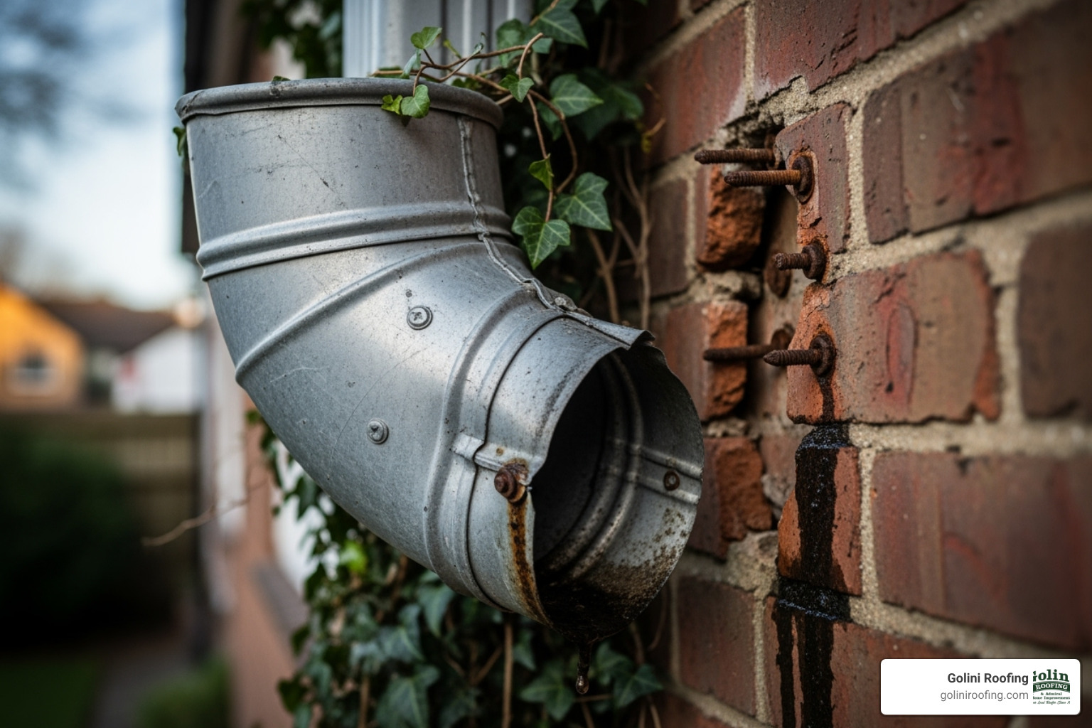 downspout that has pulled away from the house wall - drain spout repair downspout that has pulled away from the house wall - drain spout repair