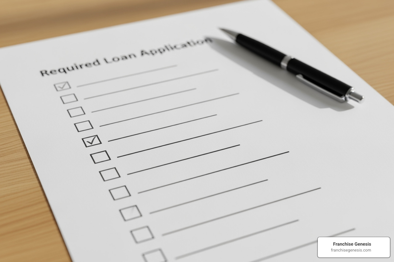 A checklist of required documents for a business loan application - Franchise loan rates