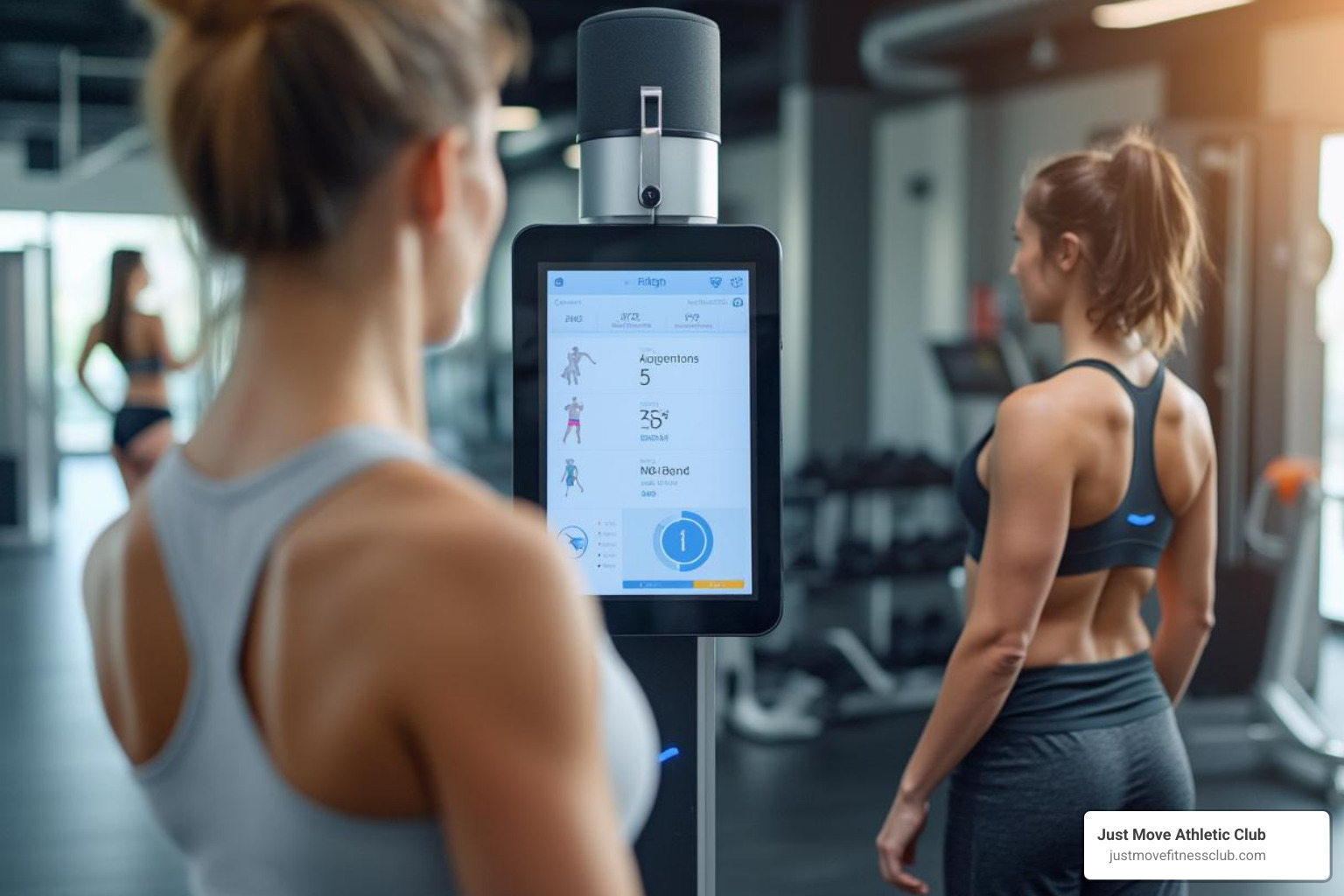 person looking at their results on an advanced body composition scanner - fitness center special offers person looking at their results on an advanced body composition scanner - fitness center special offers