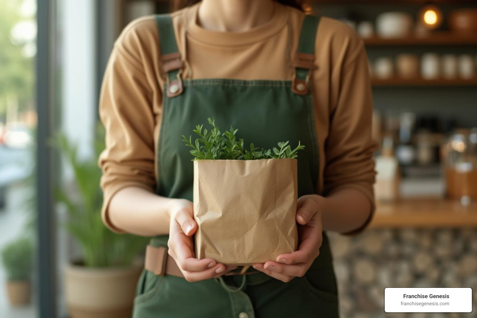 Image of a business using sustainable packaging or materials - future of franchising