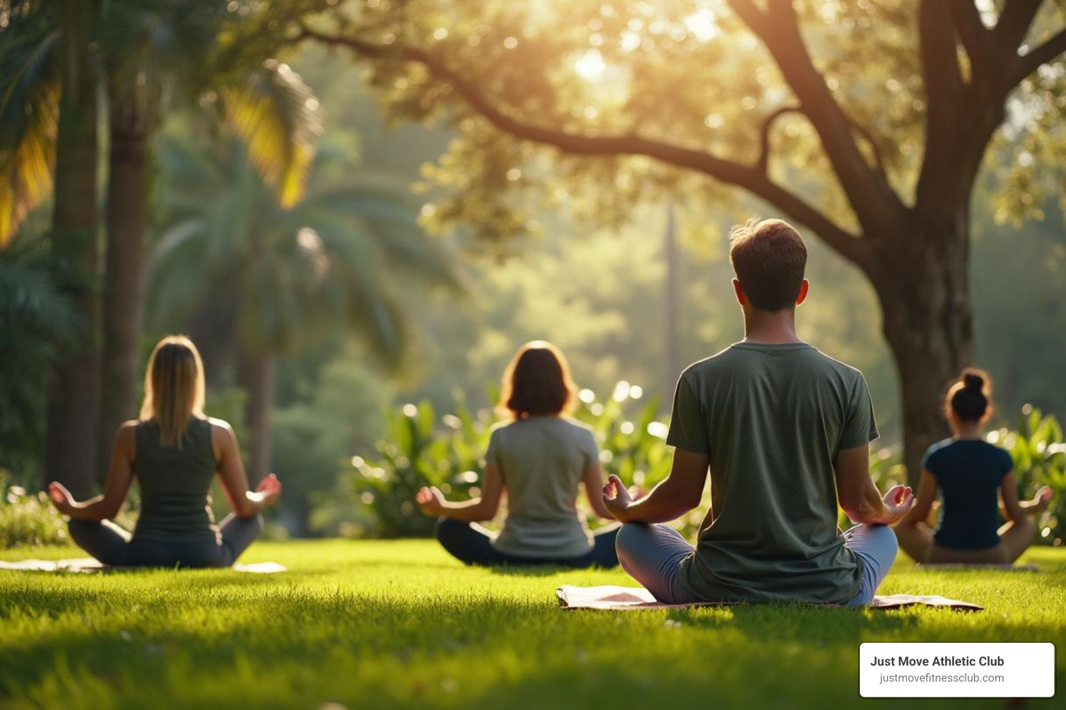 people meditating outdoors in a Lakeland park - yoga lakeland people meditating outdoors in a Lakeland park - yoga lakeland