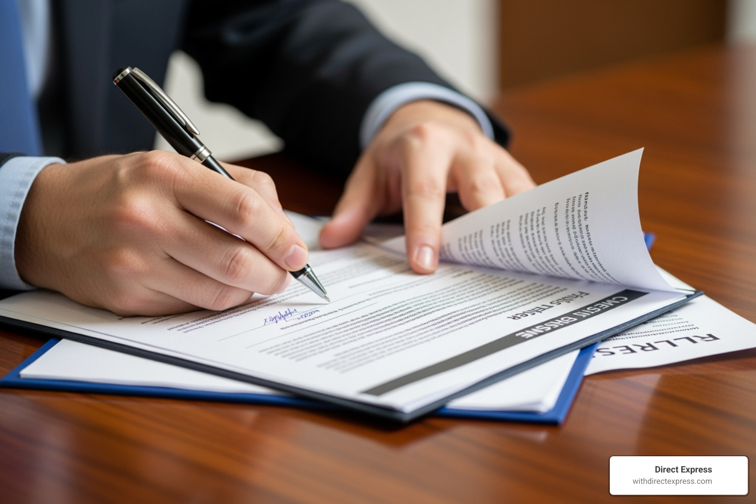 of hands signing closing documents - buying a home checklist