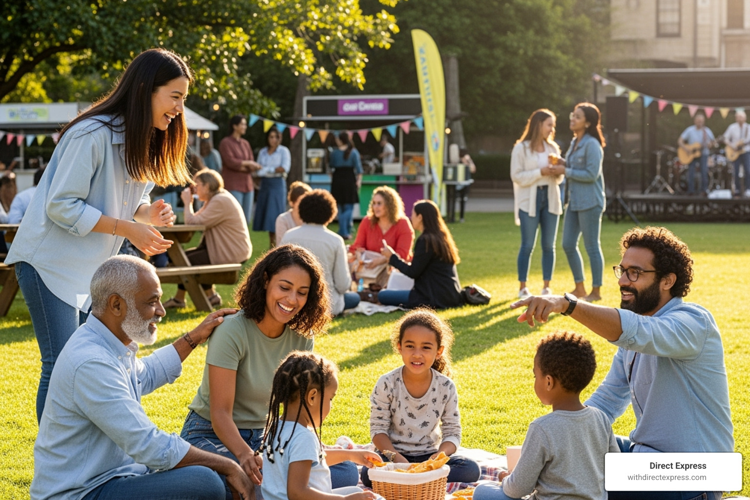 Diverse group of residents enjoying a community event, laughing and socializing - manufactured homes for rent Diverse group of residents enjoying a community event, laughing and socializing - manufactured homes for rent