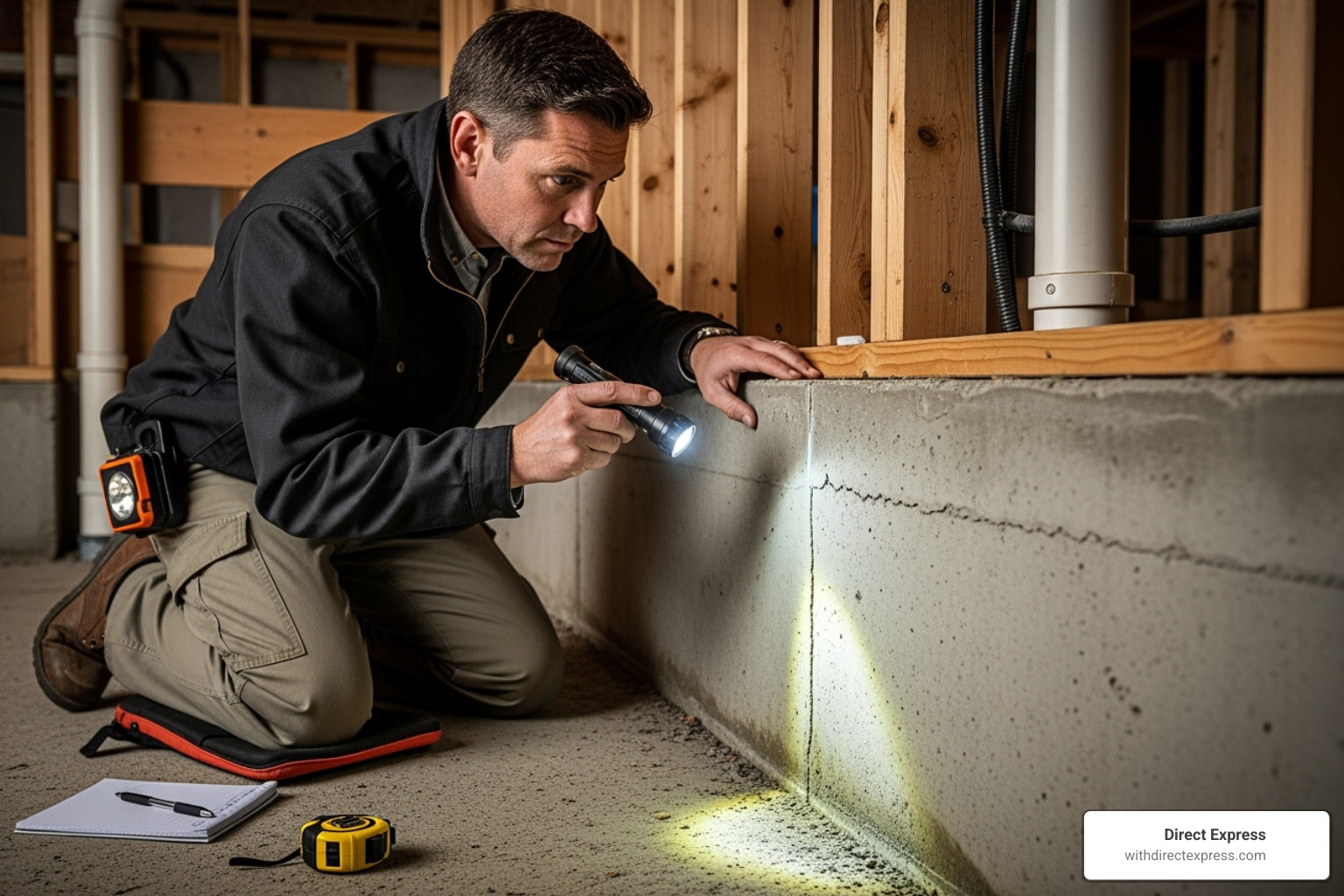 of a home inspector examining a property's foundation - buying a home checklist