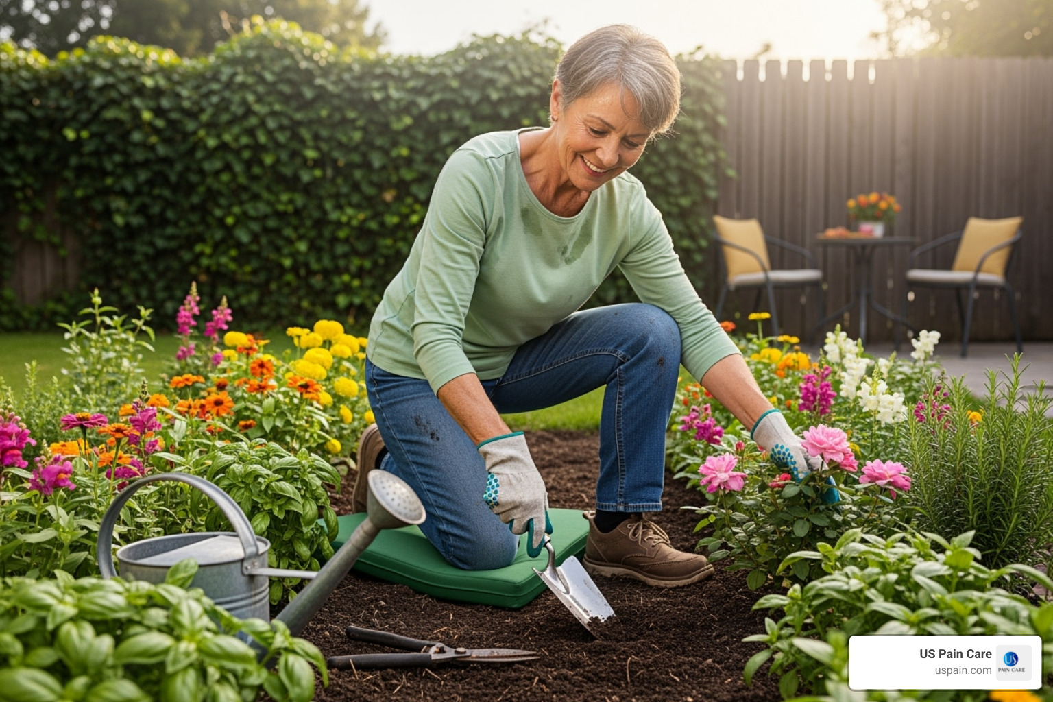 A person joyfully tends to their garden, a hobby they had previously given up due to chronic pain, now enjoying renewed mobility and quality of life. - pain rehabilitation programs