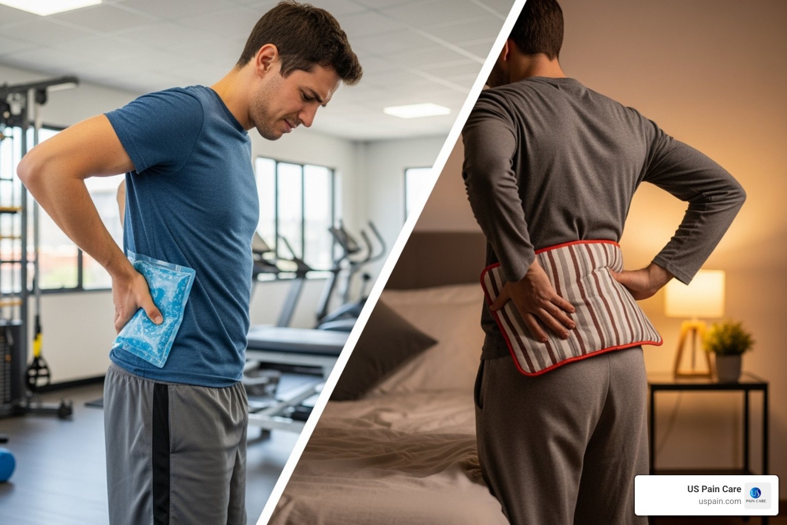 Application of a cold pack and a heat pack on the lower back - what are good treatments for acute lower back pain