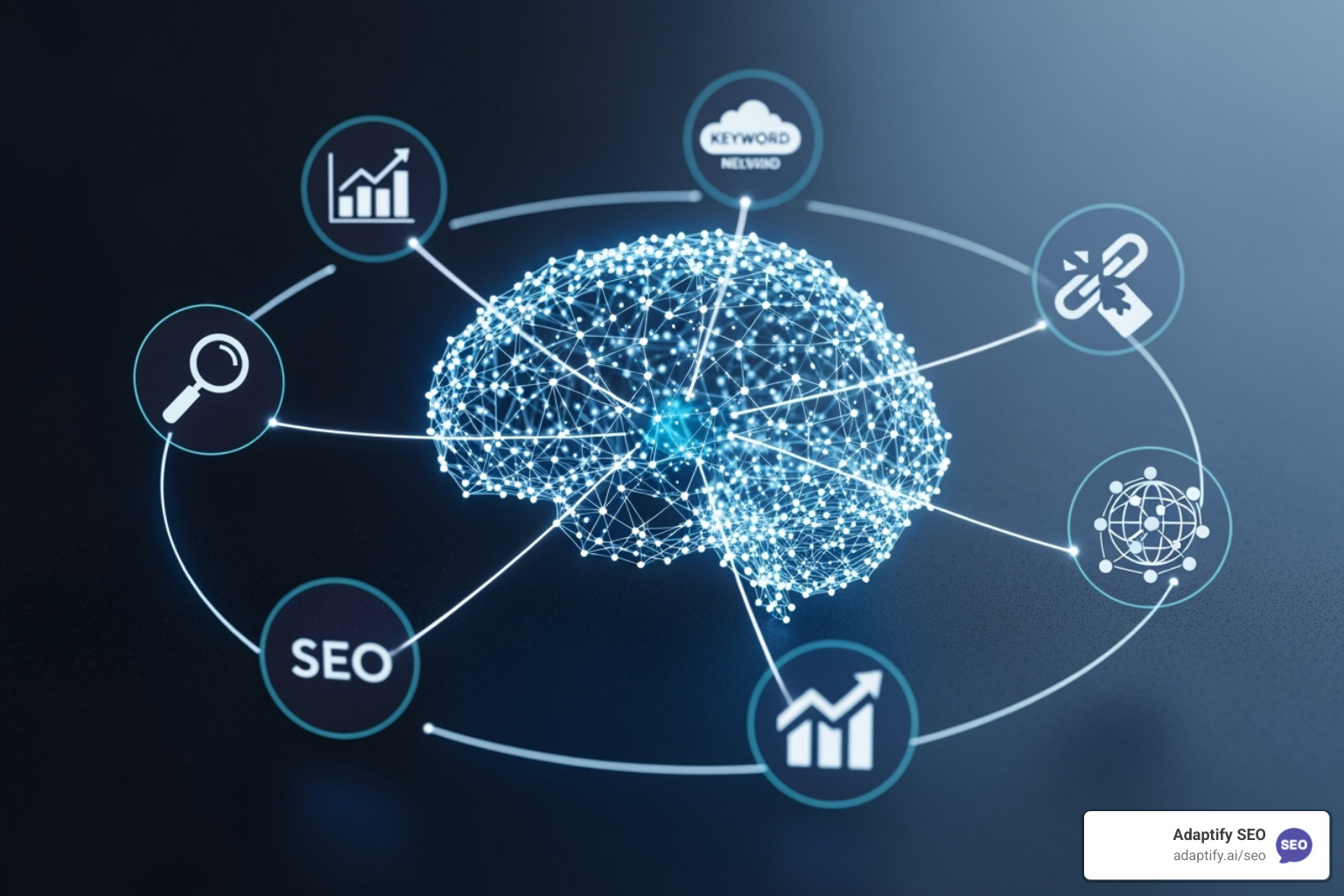 flowchart showing AI automating keyword research, content creation, and technical audits - AI SEO tool
