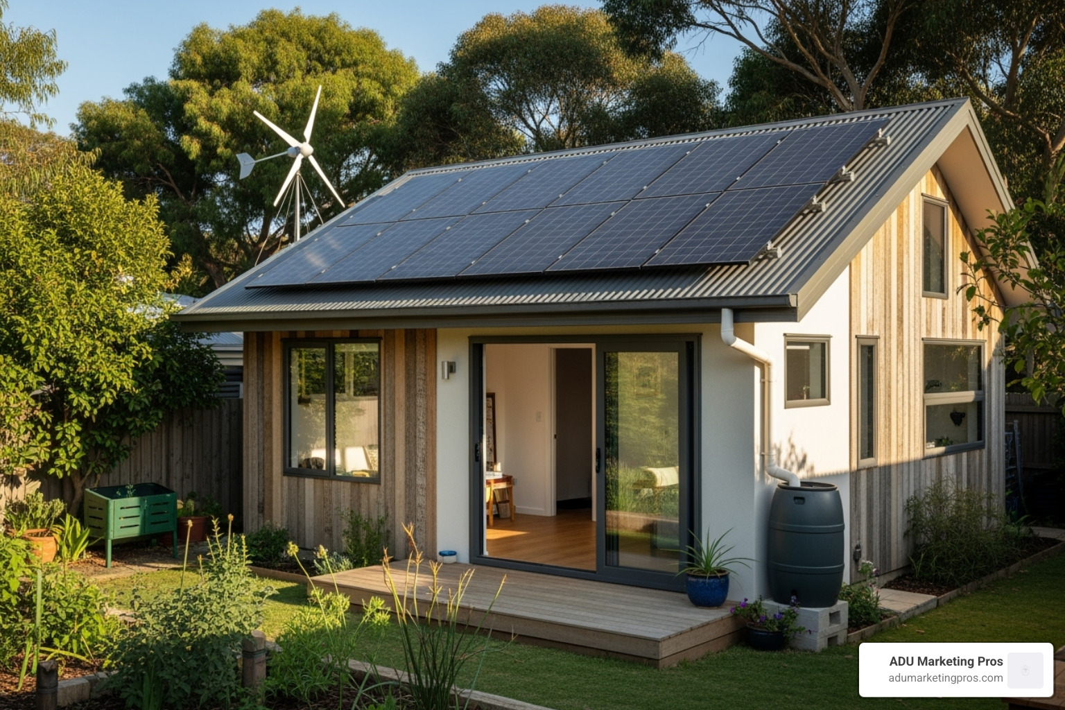 An architectural diagram showing passive design elements like sun orientation, cross-ventilation, and insulation layers - energy efficient granny flats