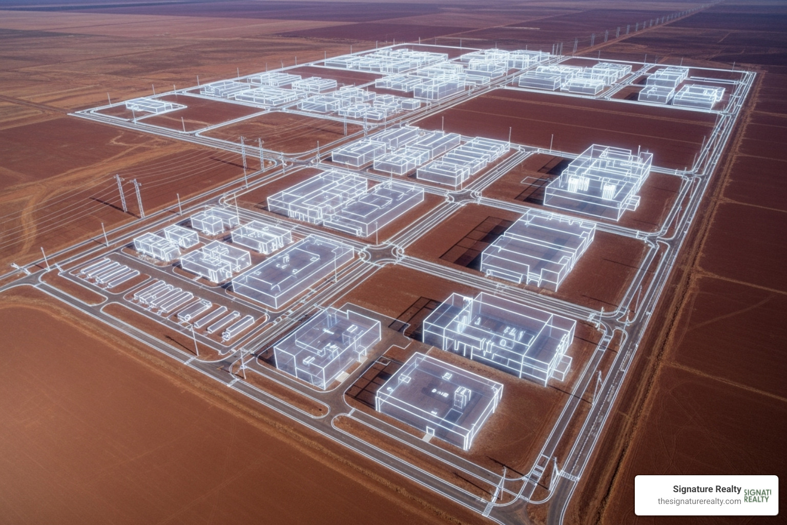 Land plot with development plans overlaid - Industrial land for sale Land plot with development plans overlaid - Industrial land for sale