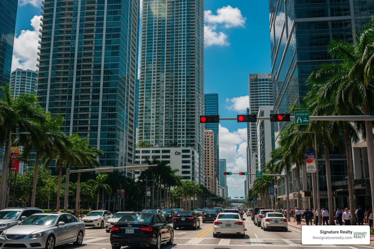 A busy street in Miami's Brickell financial district - miami private office A busy street in Miami's Brickell financial district - miami private office