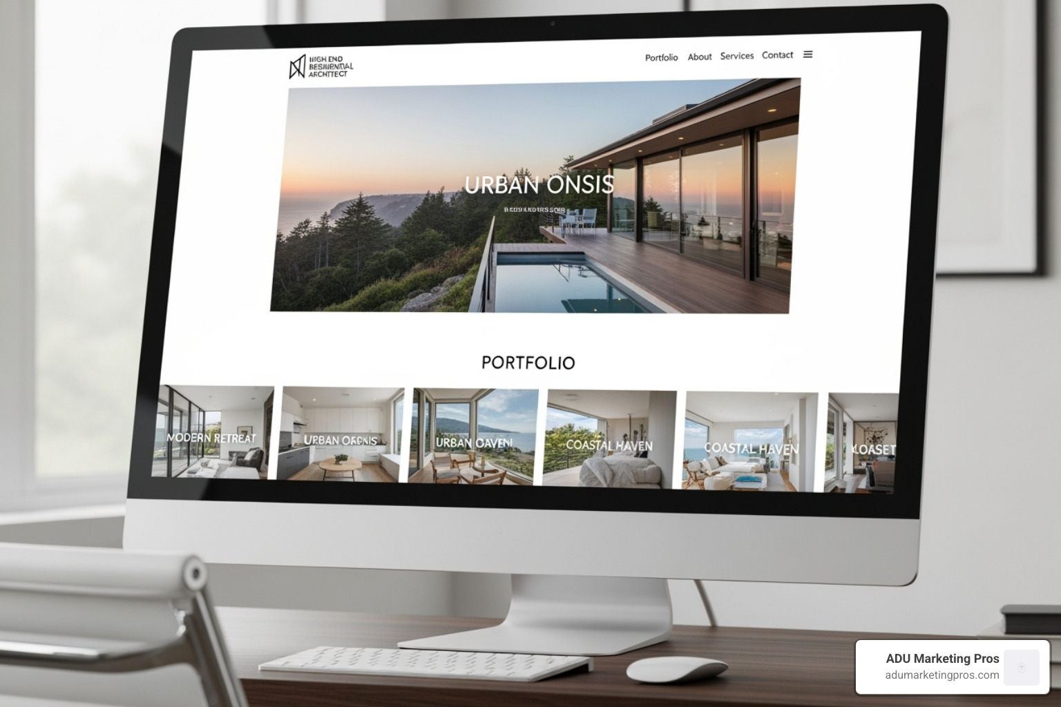 A website homepage with a clear and compelling "Schedule a Consultation" call-to-action button highlighted, drawing the visitor&rsquo;s attention. - residential architect web design