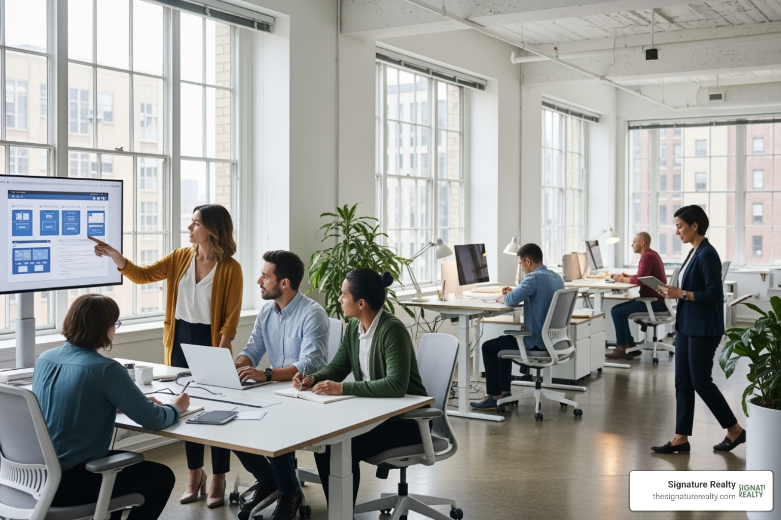 professional team collaborating in a bright, modern office - Office space Broward County professional team collaborating in a bright, modern office - Office space Broward County