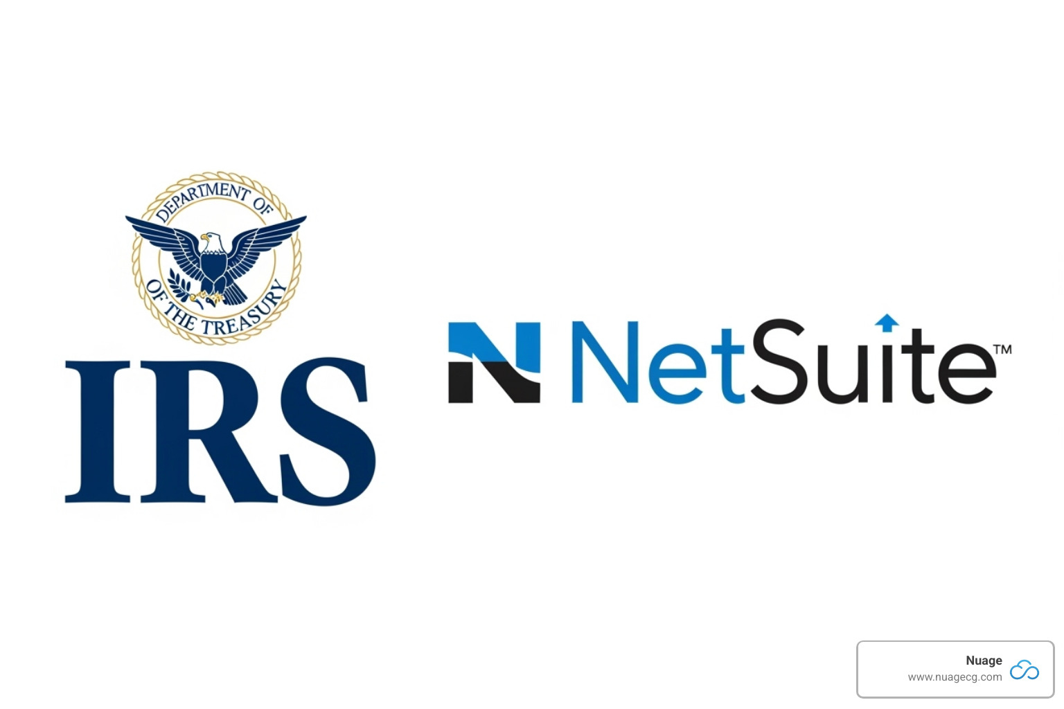 IRS logo next to NetSuite logo - netsuite 1099 reports