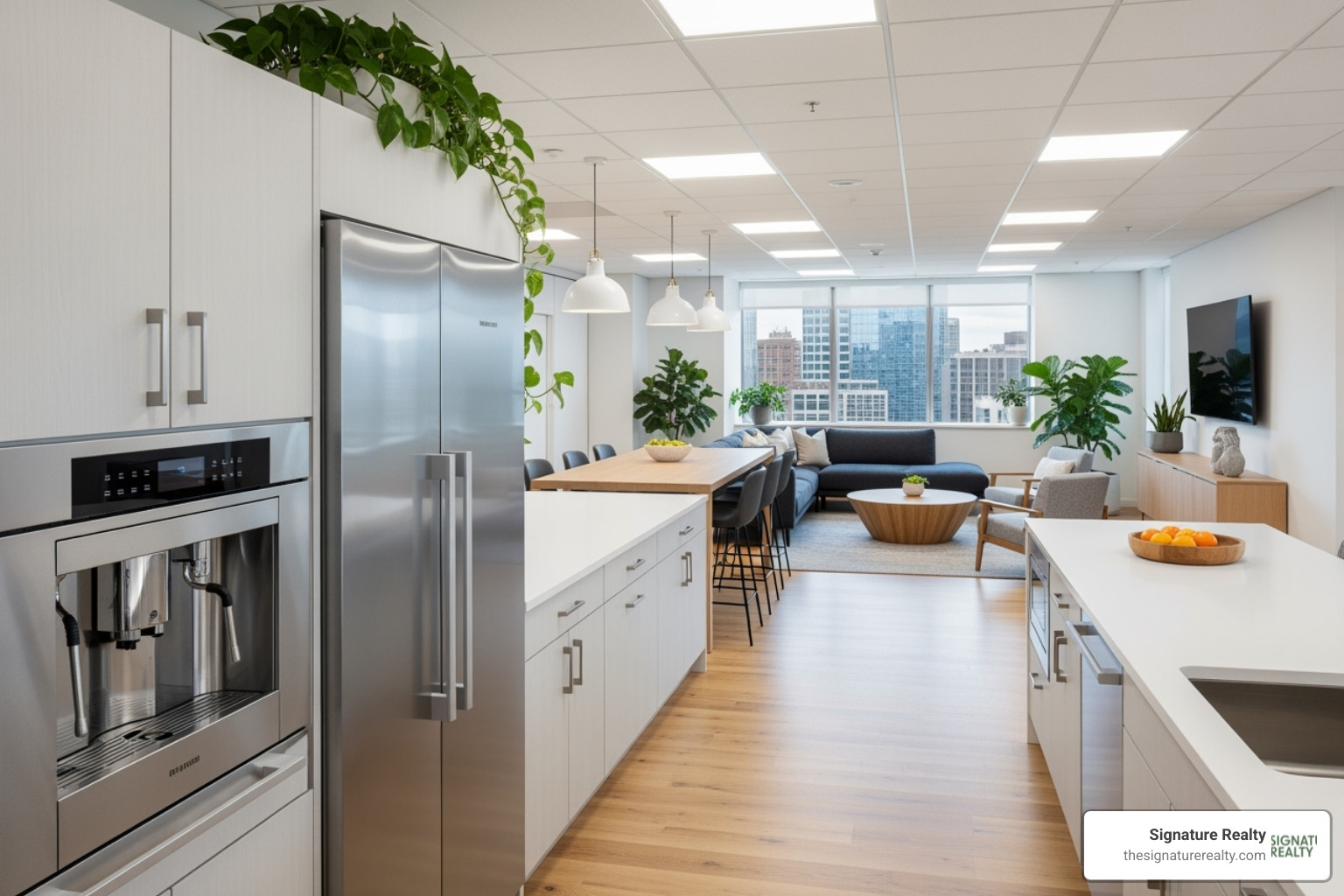 a well-equipped, modern office kitchen and lounge area - private office for rent a well-equipped, modern office kitchen and lounge area - private office for rent