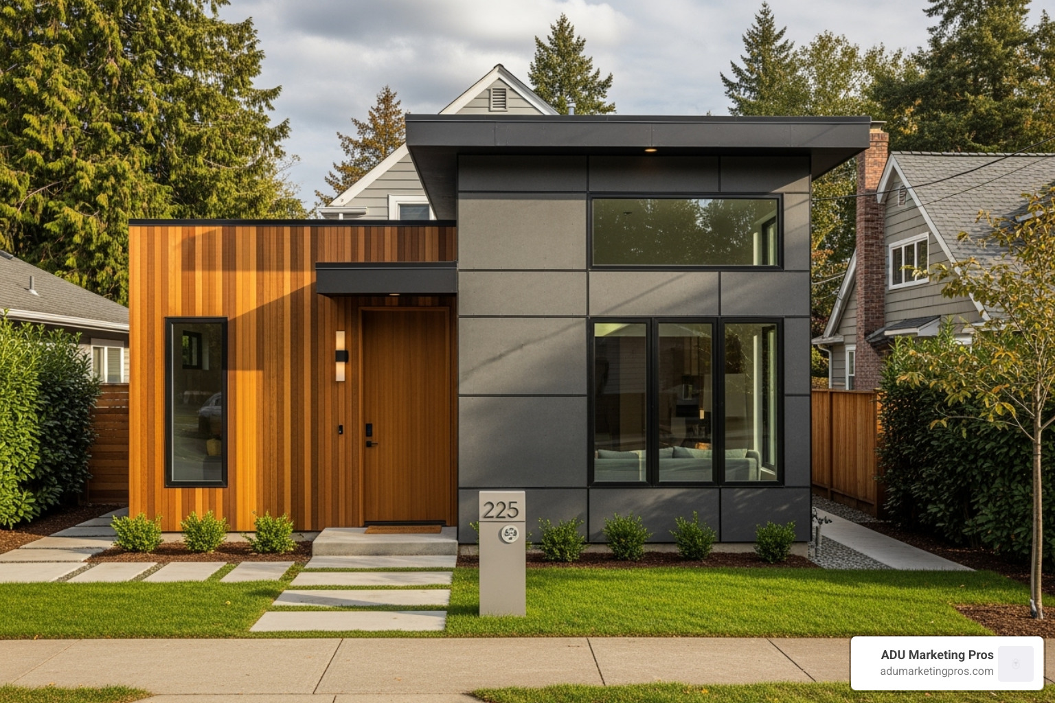 a converted garage ADU with a modern facade - granny flat san diego