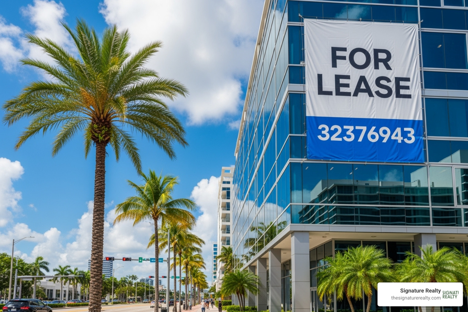 For Lease sign on commercial building - Commercial property Fort Lauderdale For Lease sign on commercial building - Commercial property Fort Lauderdale