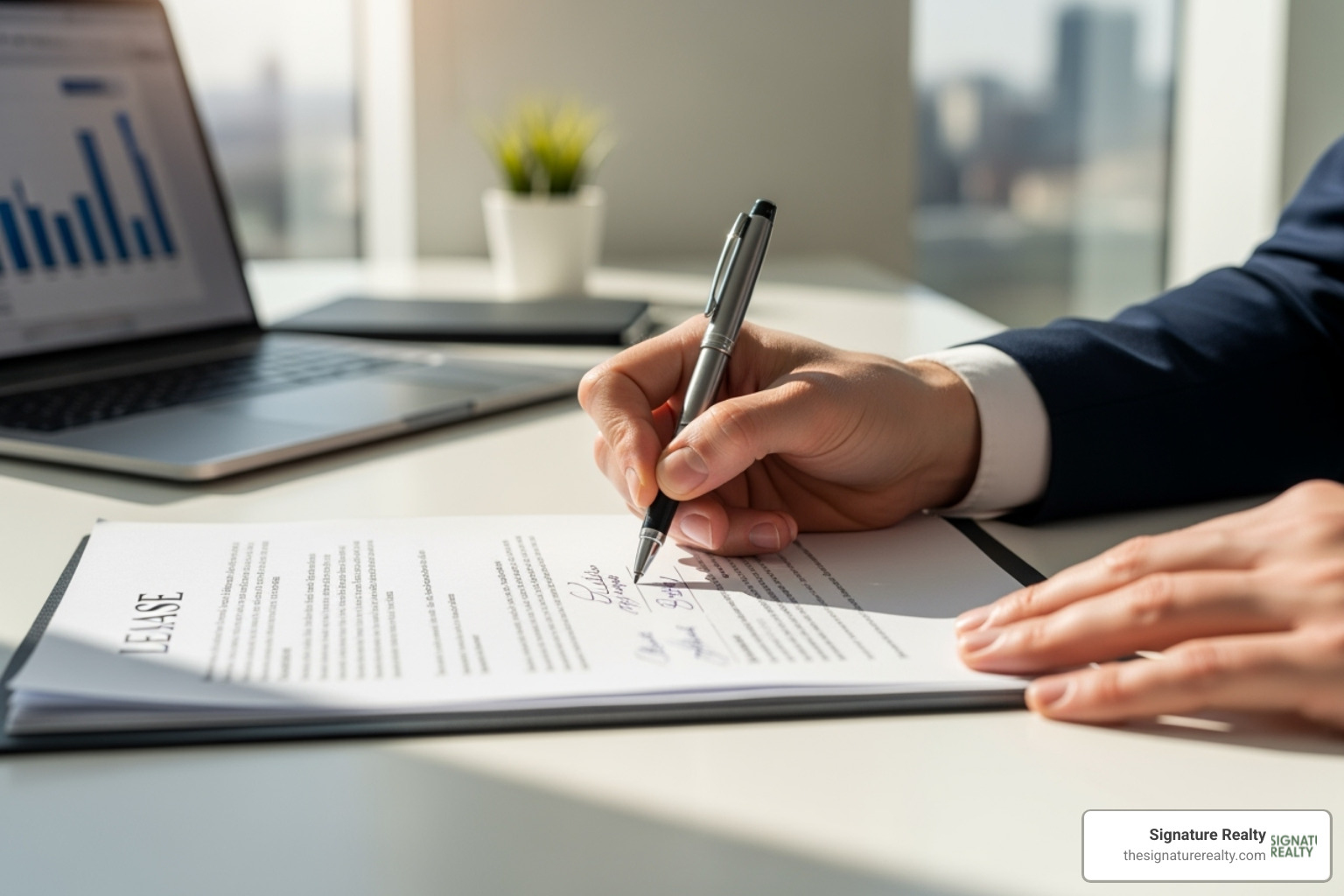 Business owner signing lease document - Commercial property Fort Lauderdale Business owner signing lease document - Commercial property Fort Lauderdale