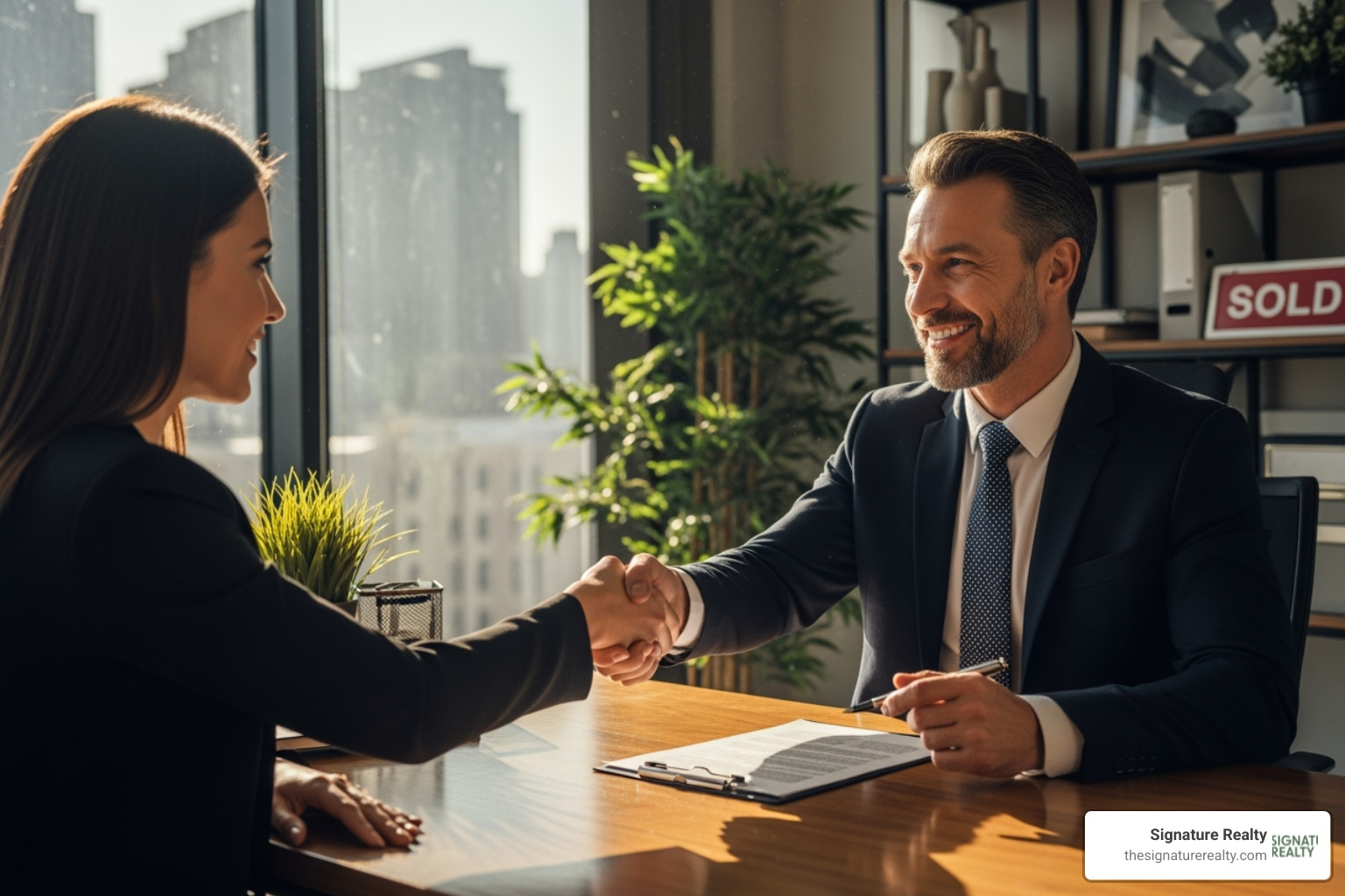 Signature Realty agent shaking hands with client - Commercial property Fort Lauderdale Signature Realty agent shaking hands with client - Commercial property Fort Lauderdale
