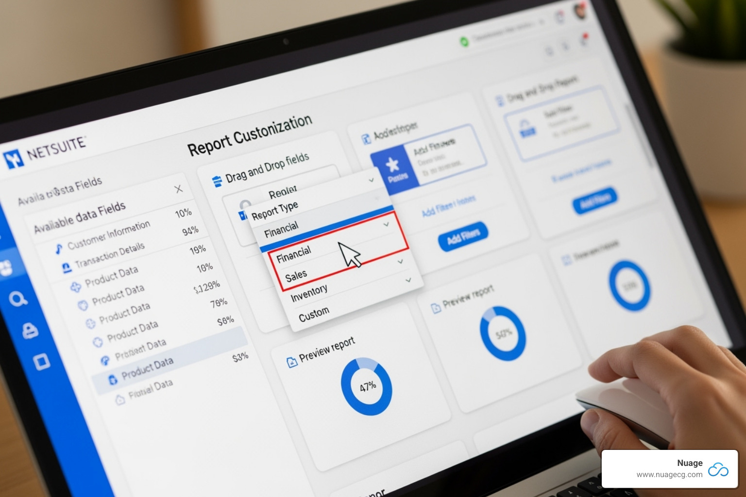 NetSuite Report Builder interface with tabs - how to create custom reports in netsuite