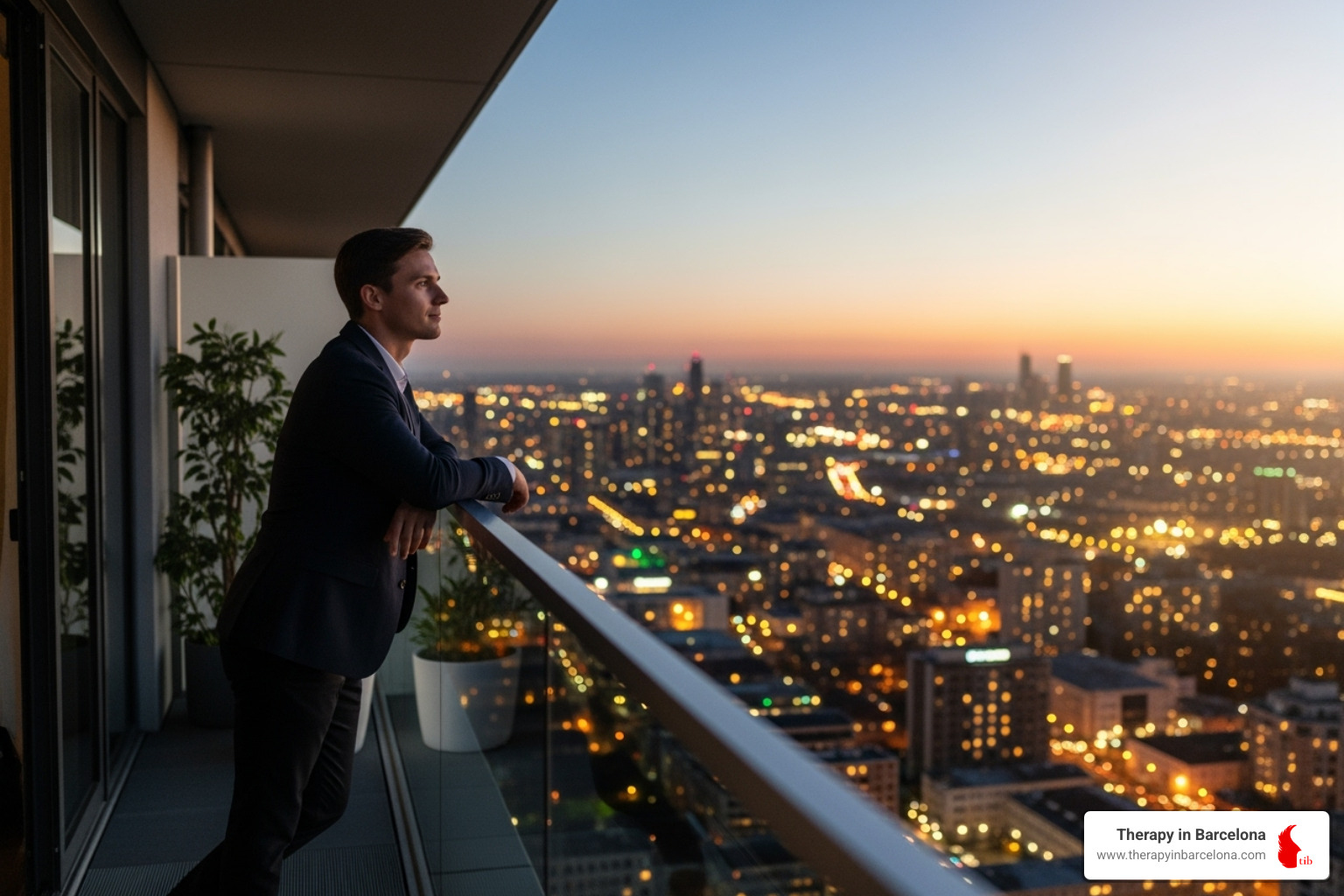 A person looking calm and relaxed on a balcony in Barcelona - how do you handle stress and pressure