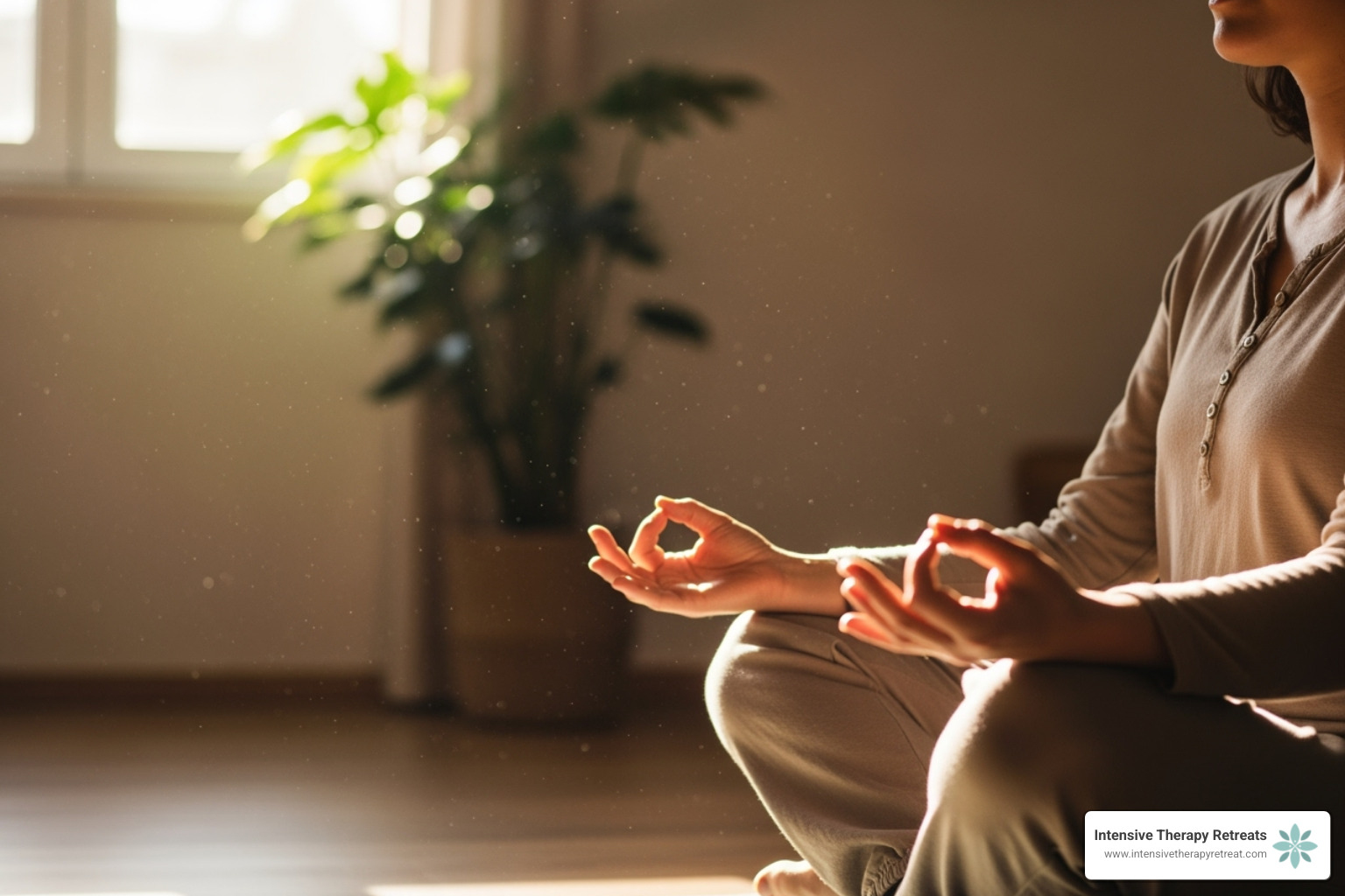 person sitting comfortably with eyes closed, looking peaceful - internal family systems therapy meditation