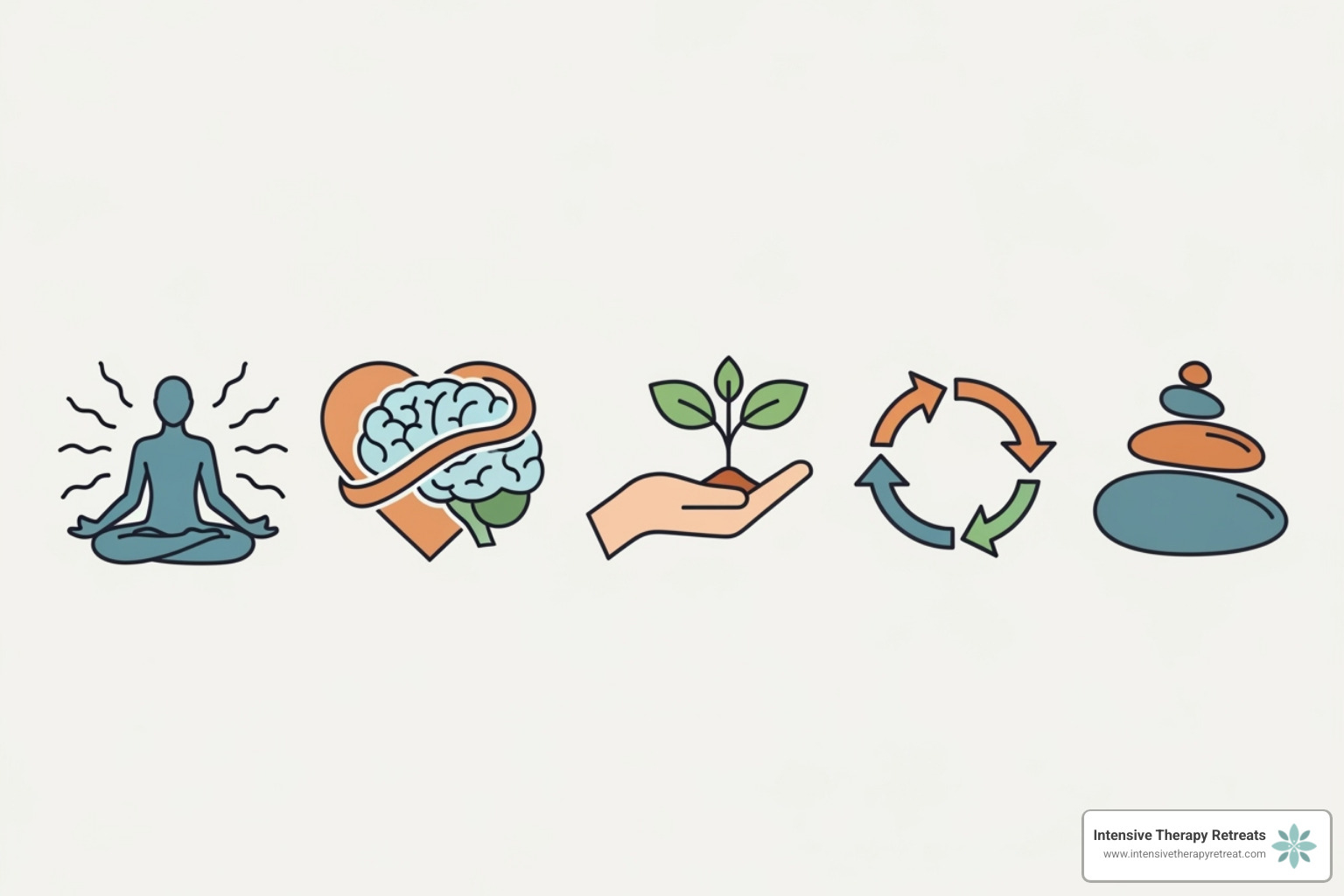 five core practices with simple icons - somatic internal family systems therapy