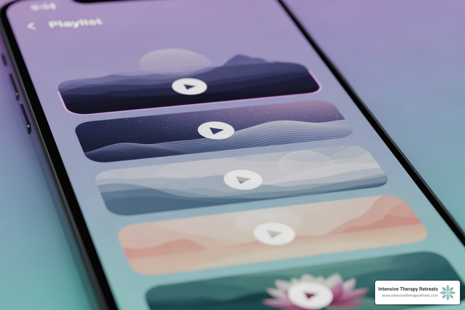smartphone screen showing a meditation app playlist - internal family systems therapy meditation