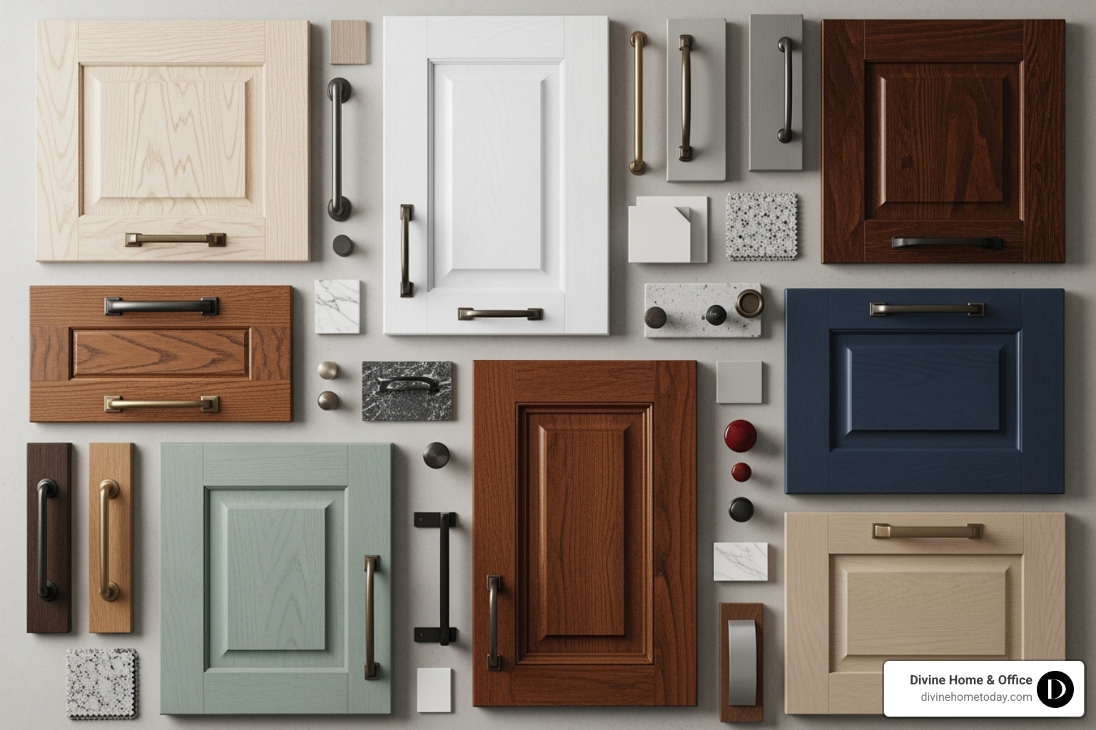 various cabinet door styles and finish samples - Denver custom cabinetry