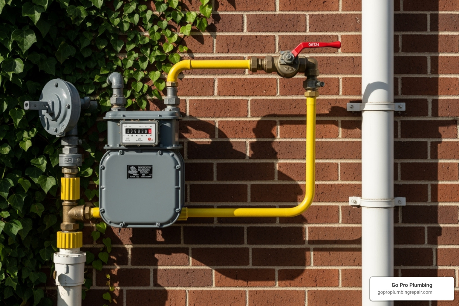 home's main gas meter and shut-off valve - Gas line valve replacement