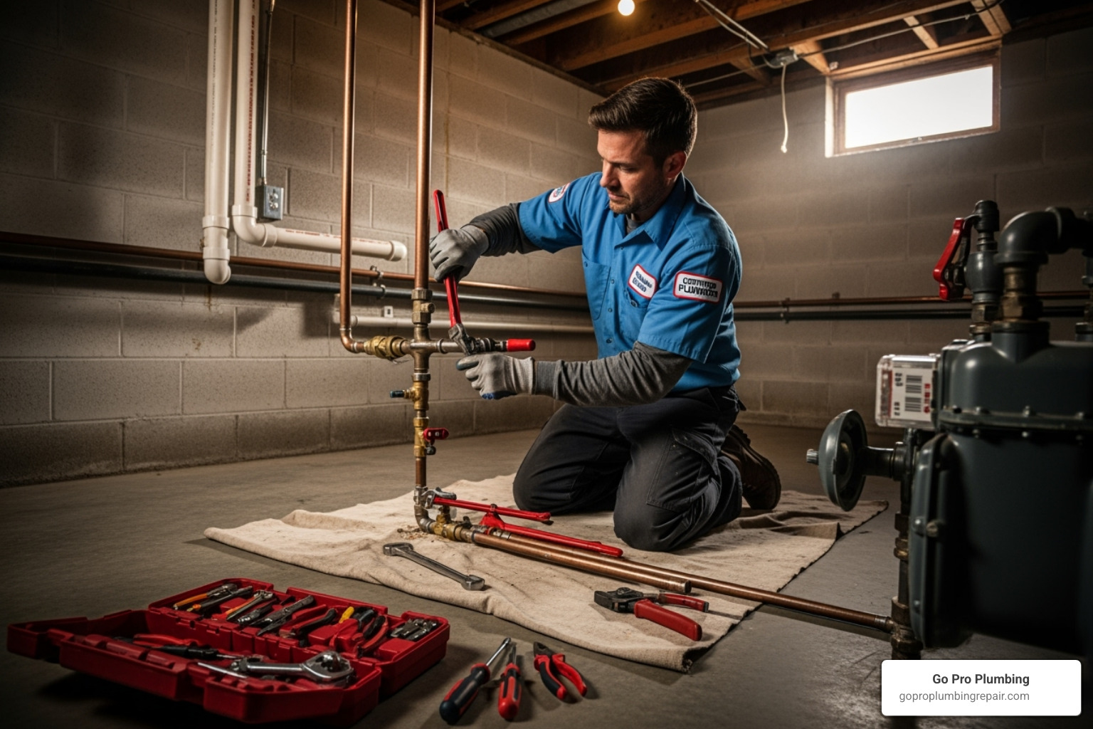 certified plumber working on a gas line - Gas line valve replacement
