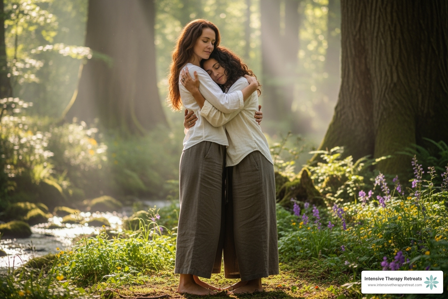 two women supporting each other - trauma healing retreat for women