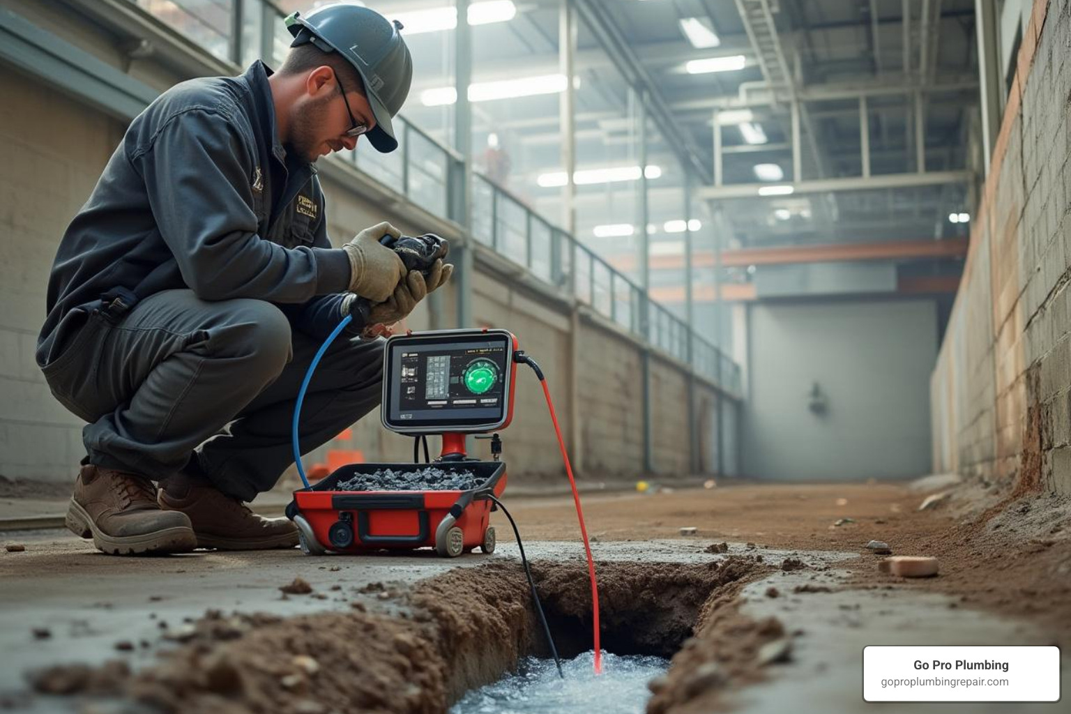 a technician using a video inspection camera - commercial drain service