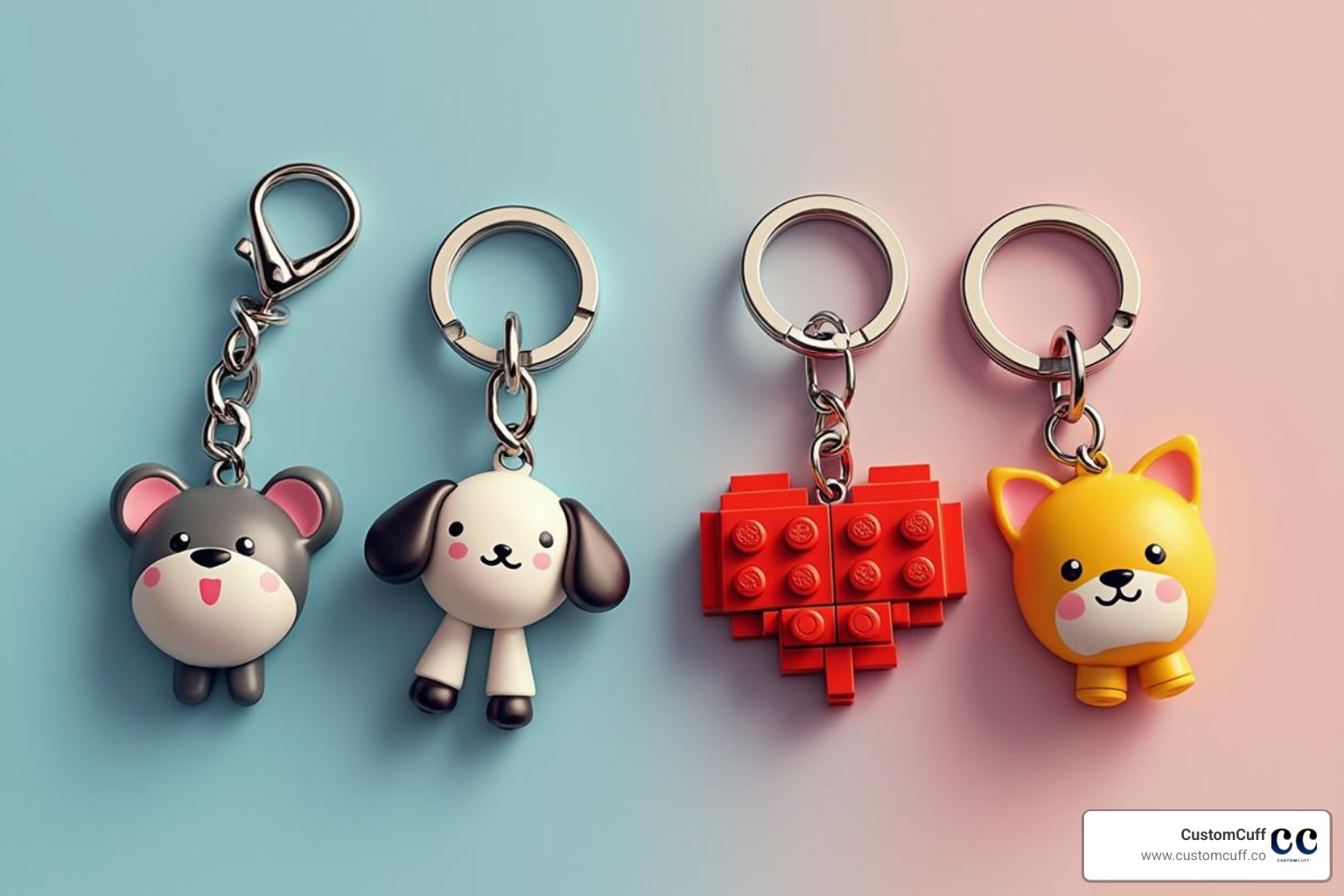 of a fun, themed keychain set like LEGO hearts or matching animals - his and her keychains