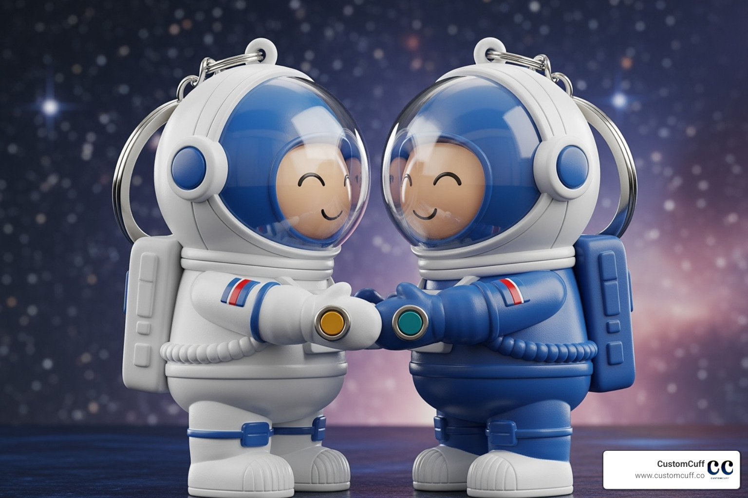 two magnetic astronaut keychains connecting with a hug - custom couple keychains two magnetic astronaut keychains connecting with a hug - custom couple keychains