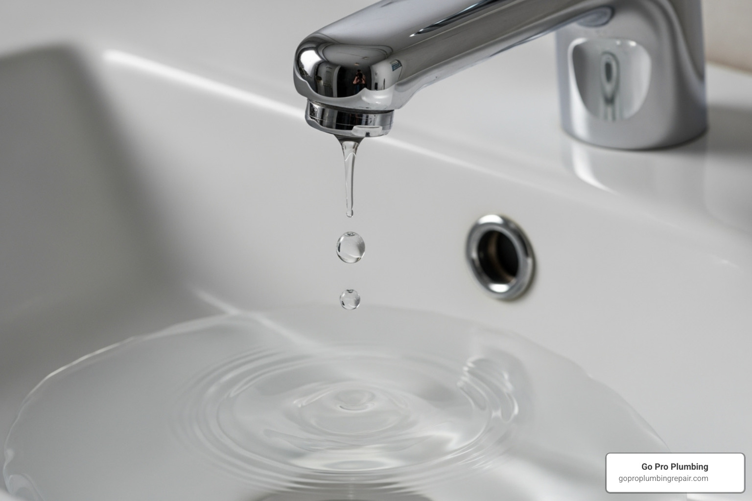 dripping faucet with a caption about water waste - water efficiency audit