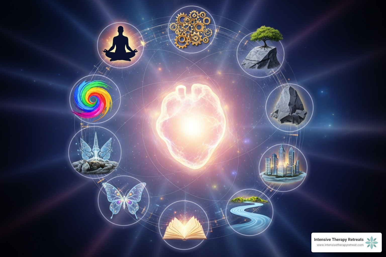 infographic explaining the core concepts of IFS with the Self at the center and different parts (Managers, Firefighters, Exiles) orbiting it - internal family systems informed emdr therapy