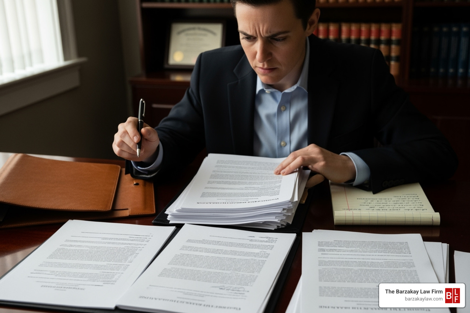 person looking concerned reviewing complicated legal documents - santa ana rideshare accident lawyer