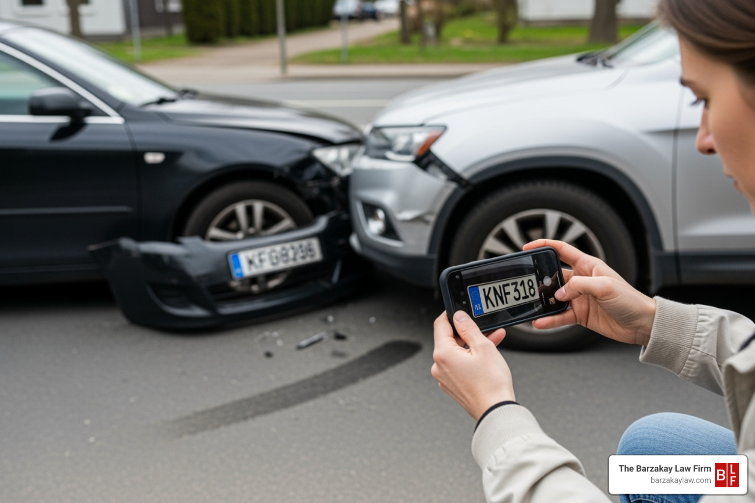 person using phone to take photo of license plate after an accident - santa ana rideshare accident lawyer