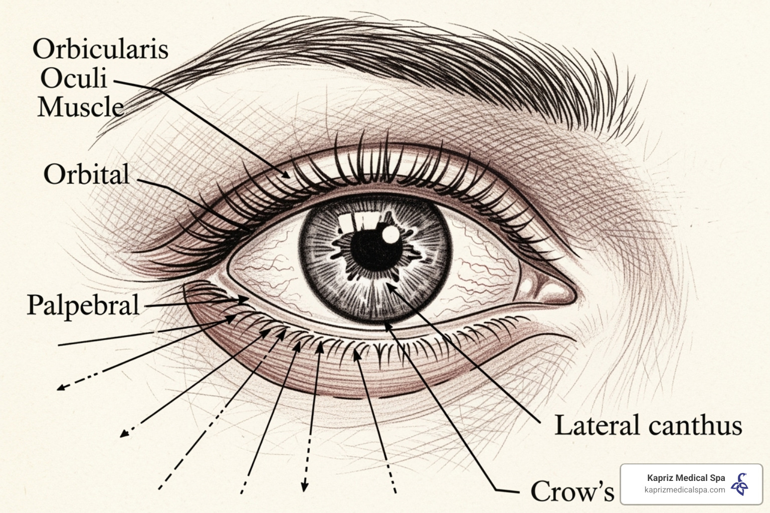 illustrating the orbicularis oculi muscle responsible for crow's feet - how many units of botox for eyes illustrating the orbicularis oculi muscle responsible for crow's feet - how many units of botox for eyes
