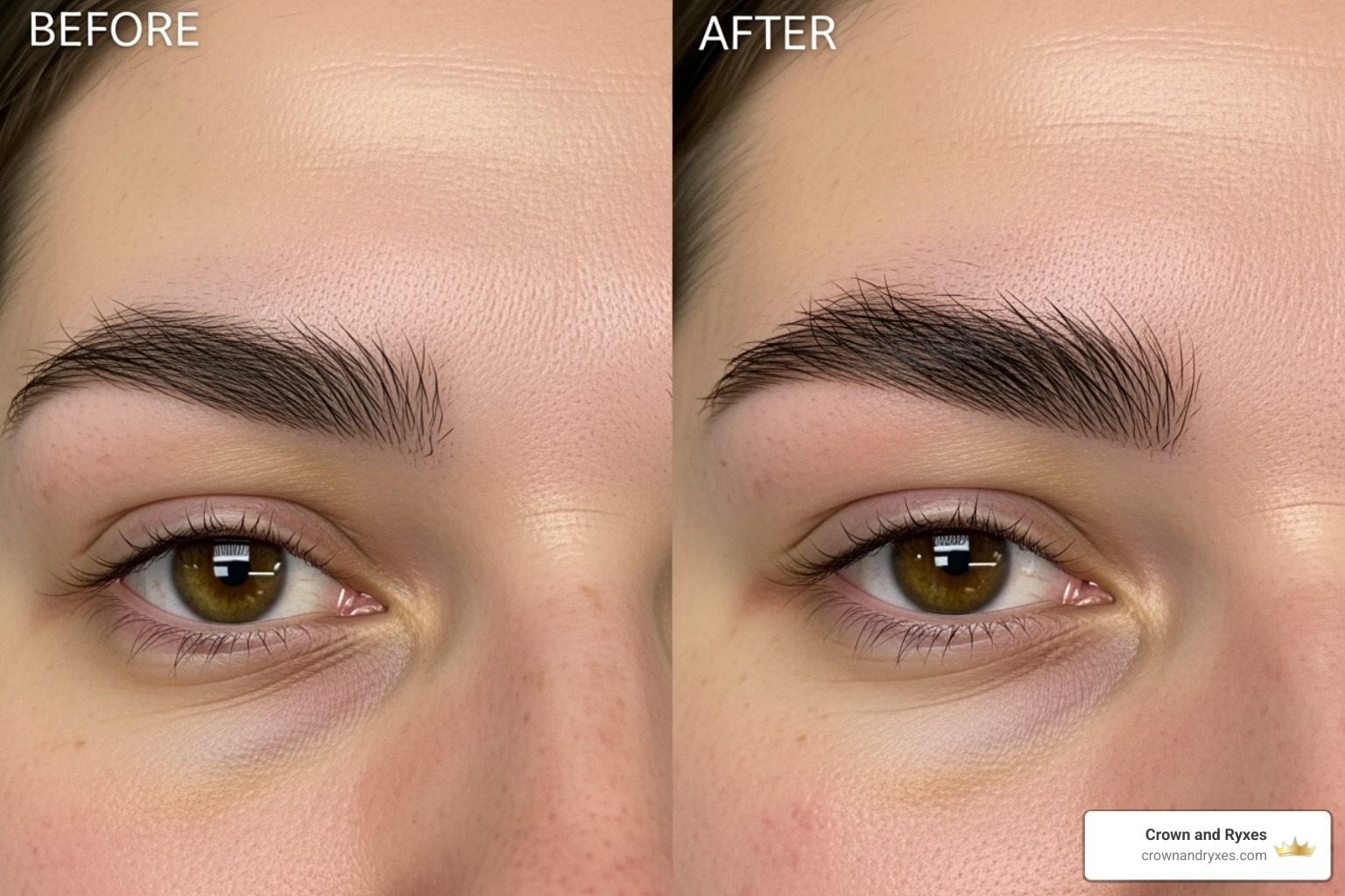 Before and after of an eyebrow transplant - hair and eyebrows