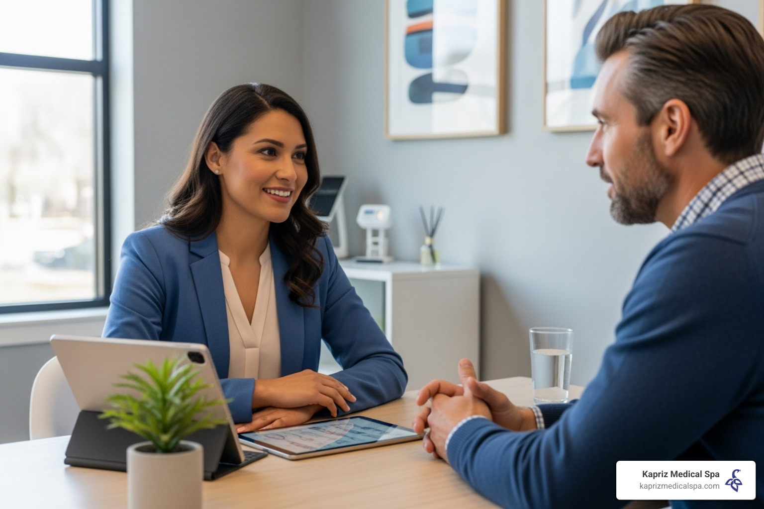 friendly consultation between a patient and a practitioner - Non-surgical body contouring friendly consultation between a patient and a practitioner - Non-surgical body contouring