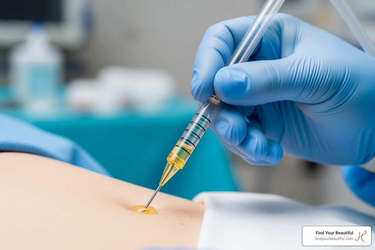 Tumescent fluid being injected into the fat layer - Liposuction - Local Tumescent fluid being injected into the fat layer - Liposuction - Local