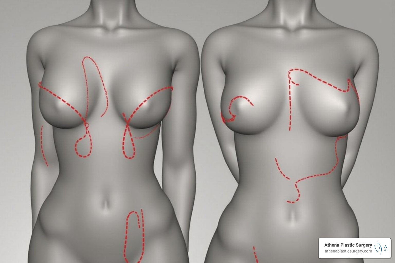 different incision locations (inframammary, periareolar, transaxillary) - breast implants near me