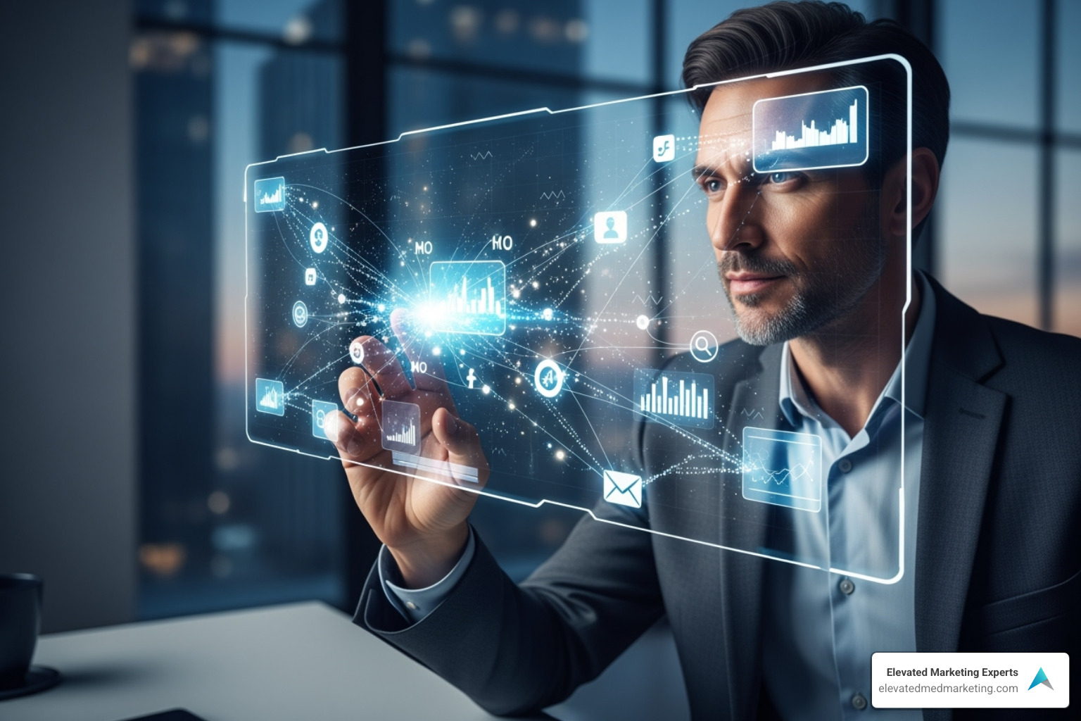 A CMO looking at a complex web of marketing channels. - Future proof marketing A CMO looking at a complex web of marketing channels. - Future proof marketing