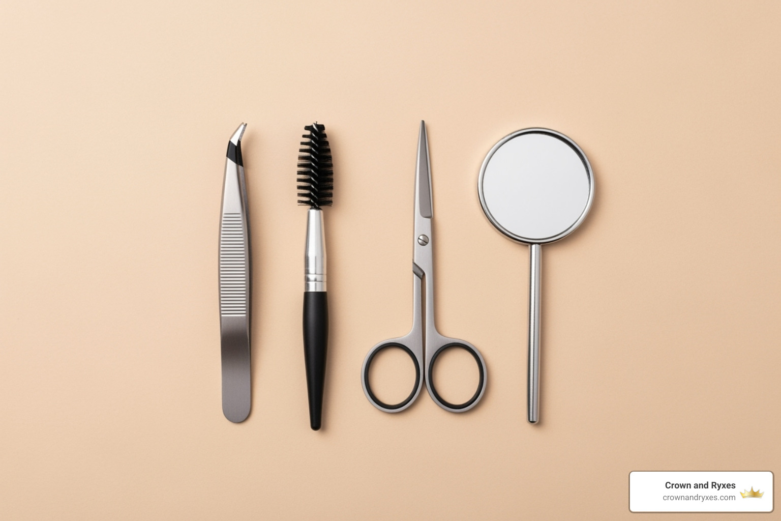 Image of essential men's eyebrow grooming tools laid out - male eyebrow Image of essential men's eyebrow grooming tools laid out - male eyebrow