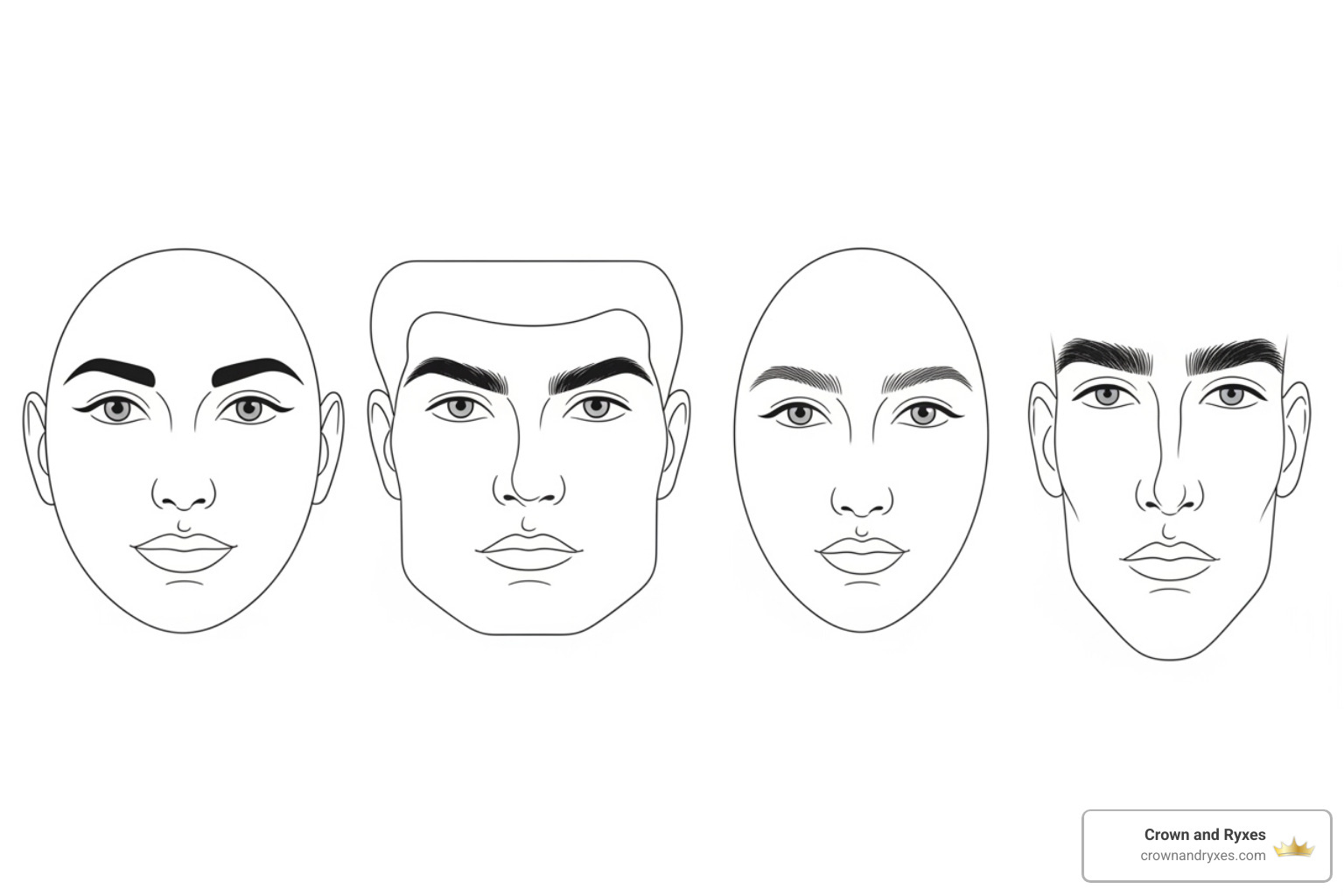 Image of different male face shapes with corresponding ideal eyebrow shapes - male eyebrow Image of different male face shapes with corresponding ideal eyebrow shapes - male eyebrow