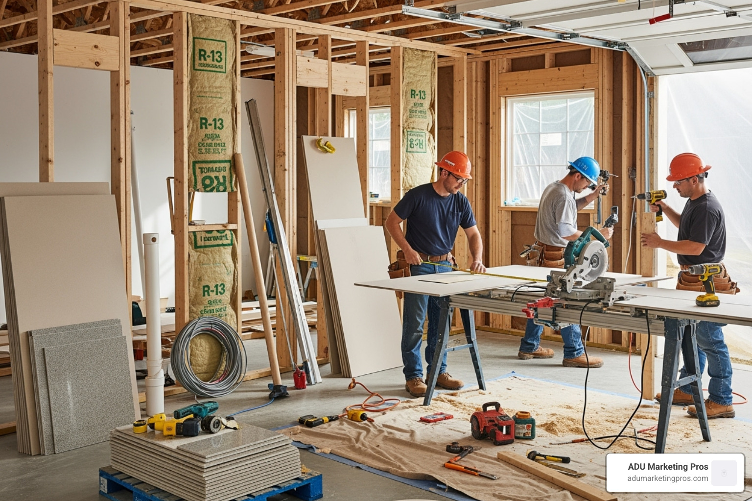 garage mid-conversion - adu garage conversions garage mid-conversion - adu garage conversions