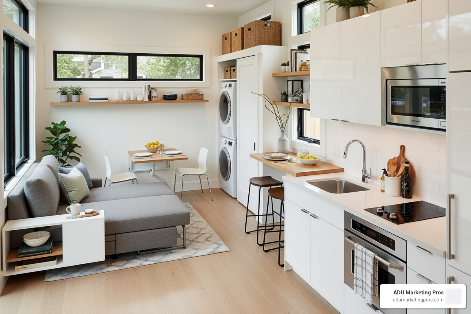 beautifully designed interior of a small garage ADU - adu garage conversions beautifully designed interior of a small garage ADU - adu garage conversions