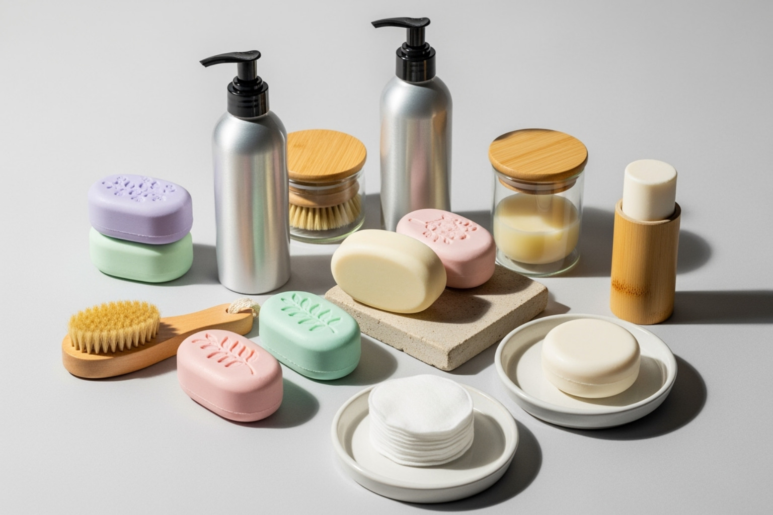 Refillable and waterless clean beauty products from Beyond Beauty Lab's collection. Alt text: "Refillable and waterless clean beauty products from Beyond Beauty Lab." Filename: refillable-waterless-products.jpg. Metadata: "Innovative clean beauty packaging and waterless products from Beyond Beauty Lab." - clean beauty brands